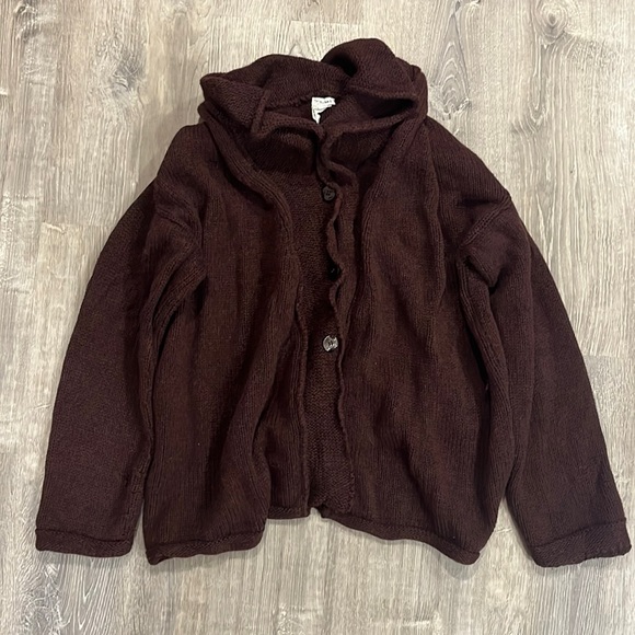 VINTAGE Re.Set Wool Cardigan Sweater Made in Italy Bordeaux Red - Picture 1 of 7